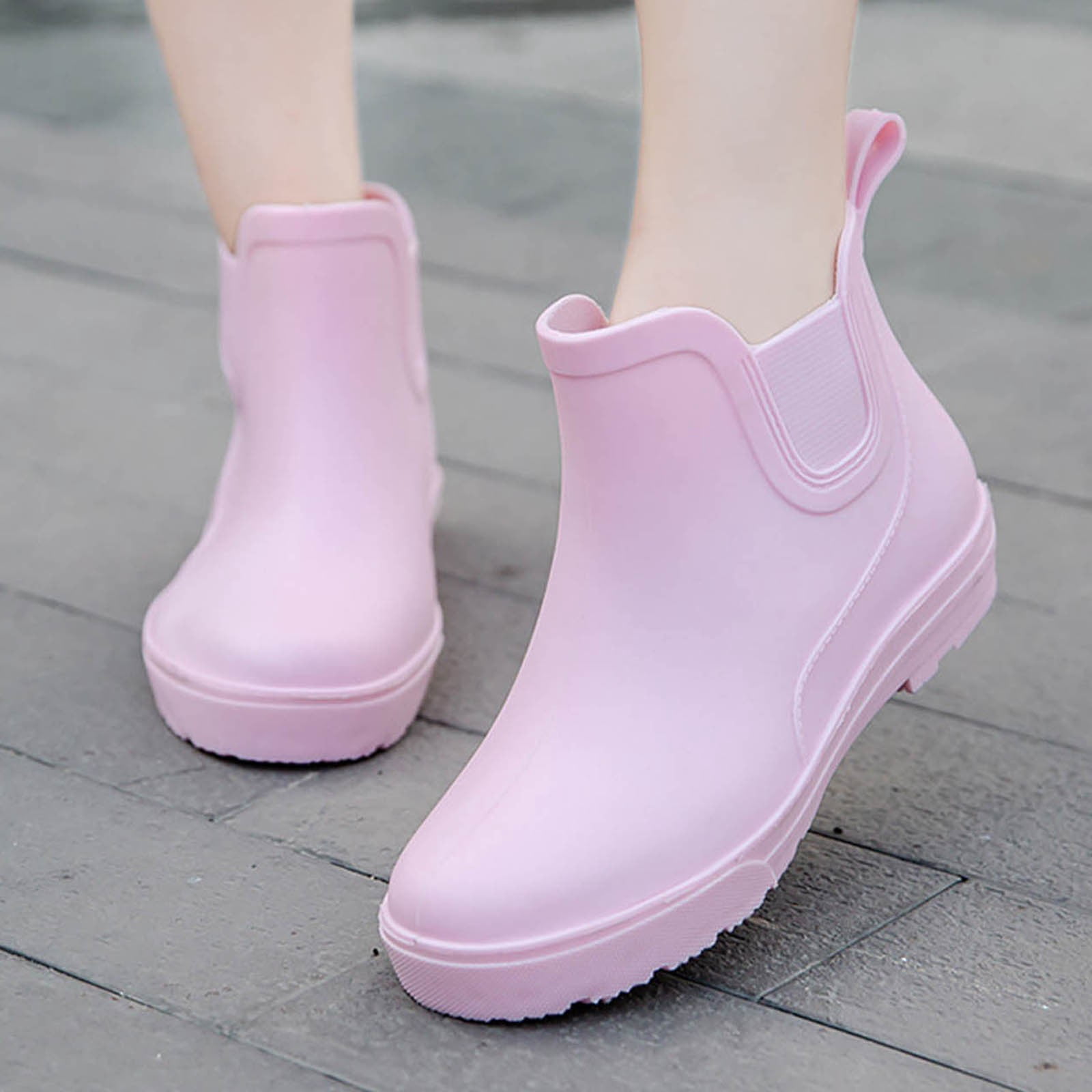 Juosiy Women's Short Rain Boots Water-proof Comfortable Insole Lightweight Stylish Ankle Outdoor Water Shoes