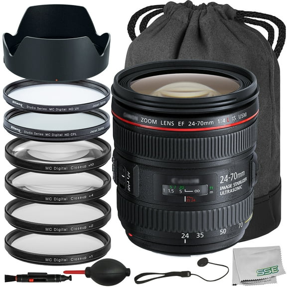 Ultimaxx Starter Canon EF 24-70mm f/4L IS USM Lens Bundle - Includes: 4PC Macro Close-Up Filter Kit, Protective UV & CPL Filters, Lens Hood & More (15pc Bundle)