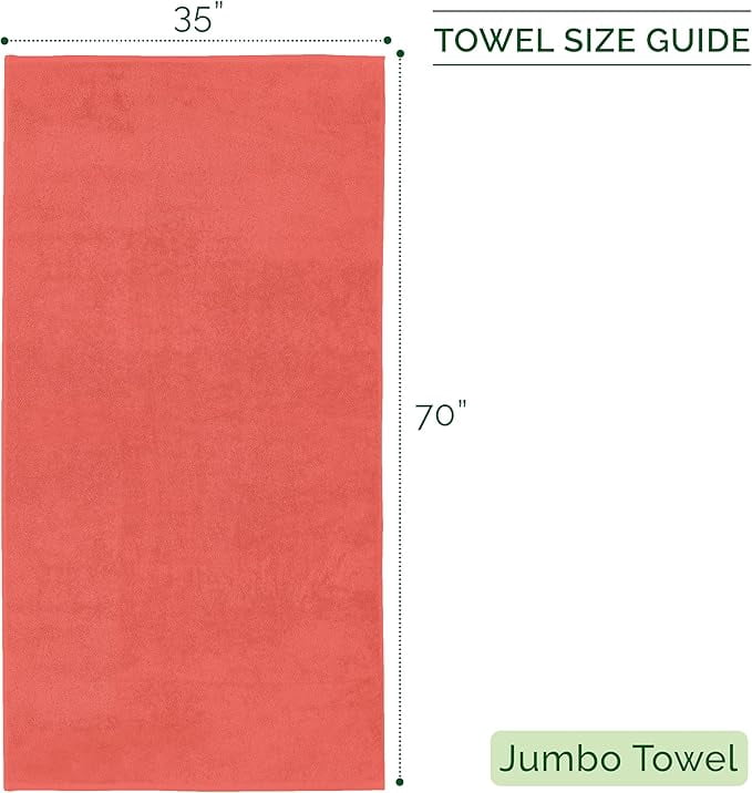 Elegant Comfort Turkish Cotton Jumbo Bath Towel, 1-Piece, 35" x 70", Highly Absorbent - Soft Bathroom Towel, Coral