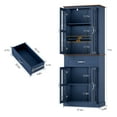 thumbnail image 2 of Homfa 71" Tall Bathroom Cabinet with Glass Doors, Freestanding Linen Cabinet with Drawer & Adjustable Shelves, Blue, 2 of 7