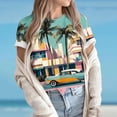 thumbnail image 2 of Youyipin Womens Tops Womens Hawaiian Shirt Sunset Palm Tree Shirt Summer Beach Graphic T-Shirt Tropical Shirts Vacation Tee Summer Tops For Women, 2 of 5