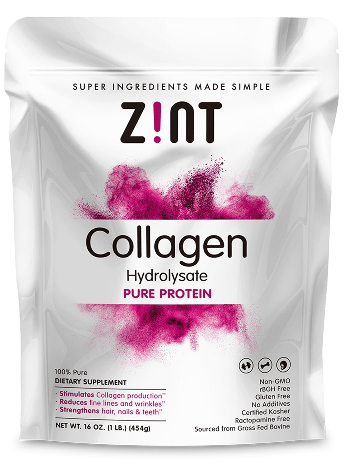 Zint PaleoFriendly Collagen Hydrolysate Pure Protein Powder, 16 Oz