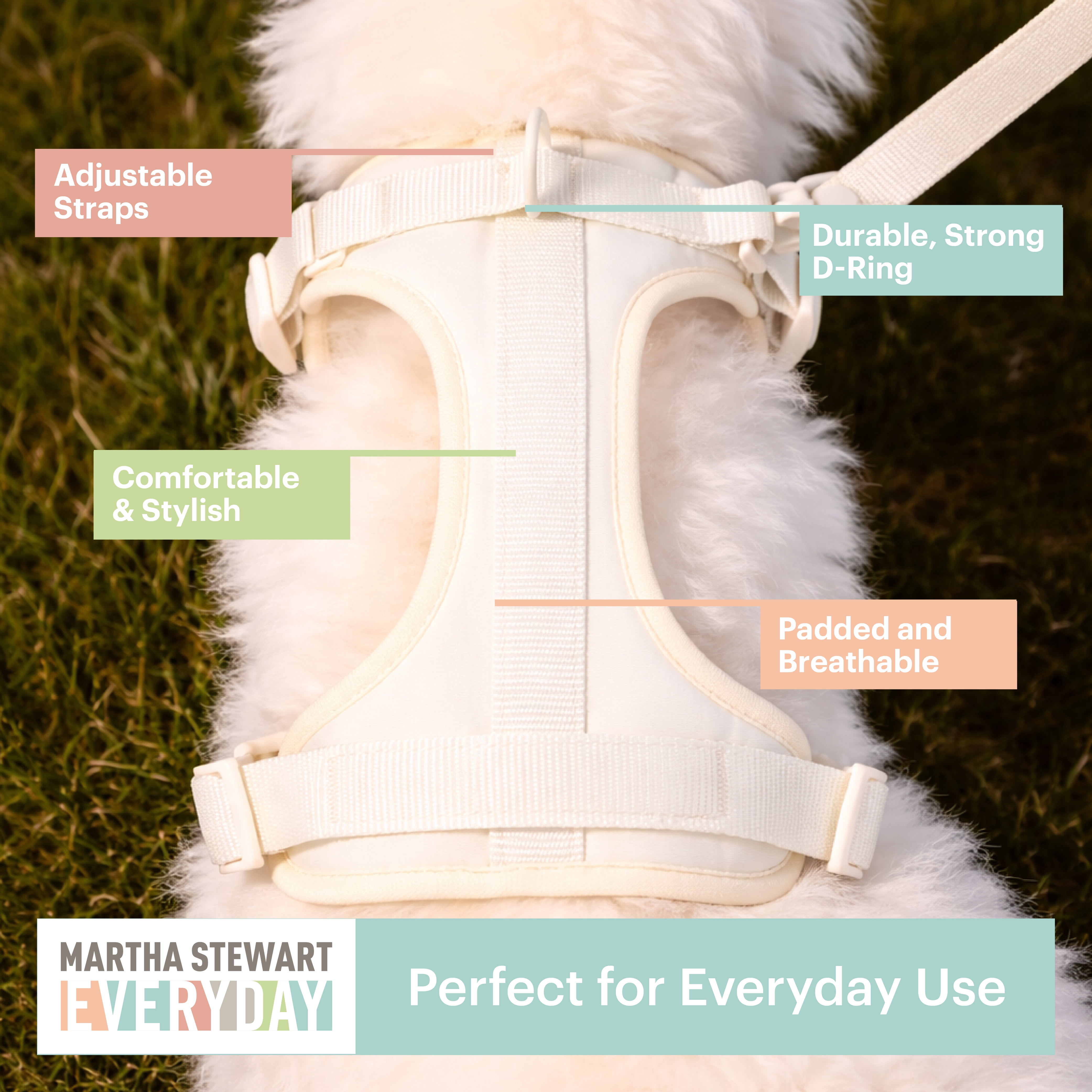 Martha Stewart Neoprene Padded Harness - Cream, Small