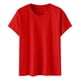 thumbnail image 4 of Blusas Umfun para mujer, color liso, cuello redondo, manga corta, blusa informal versátil, color rojo, talla M, 4 of 4