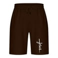 thumbnail image 4 of HOOMEUMY Men's Shorts Athletic Gym Workout Shorts with Pockets Summer Beach Shorts Drawstring Elastic Waist Running Shorts Soft Quick Dry Shorts Plus Size Brown XXL, 4 of 4