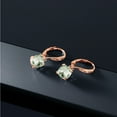 thumbnail image 6 of Gem Stone King 18K Rose Gold Plated Silver Green Prasiolite and White Diamond Earrings for Women (2.81 Cttw, Gemstone Birthstone, Cushion 7MM), 6 of 6