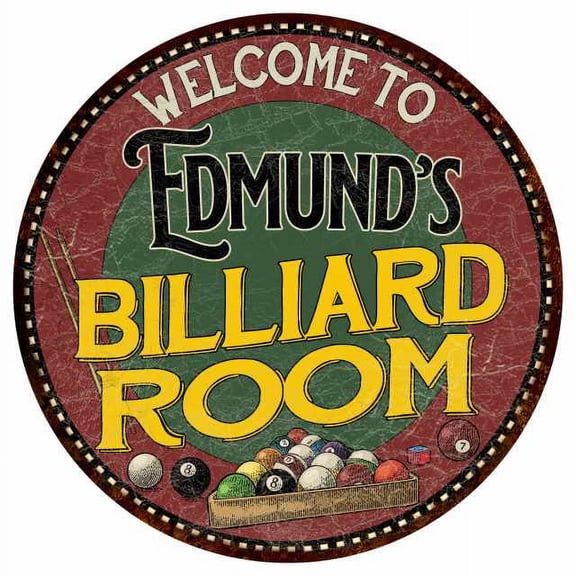 Edmund's Billiard Room 14" Round Metal Sign Kitchen Wall Decor 100140033275