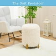 thumbnail image 2 of Mxfurhawa Round Ottoman Set of 2,Upholstered Footrest Stool Support 300lbs,Modern Padded Seat Foot Stool Coffee Table,Vanity Stool with Storage and Metal Legs for Living Room (White Long Wool), 2 of 13