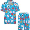 thumbnail image 2 of PRIYAL Men's Short Sleeve Pajama Sets Button Down Collar Sleepwear Soft Lounge Pjs Set Lightweight Men's Outfits, 2 of 13