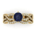 thumbnail image 2 of 1.52 ct Brilliant Round Cut Blue Sapphire 14k Yellow Gold Solitaire with Accents Engagement Bridal Wedding Ring Band Set size 10.5, 2 of 7