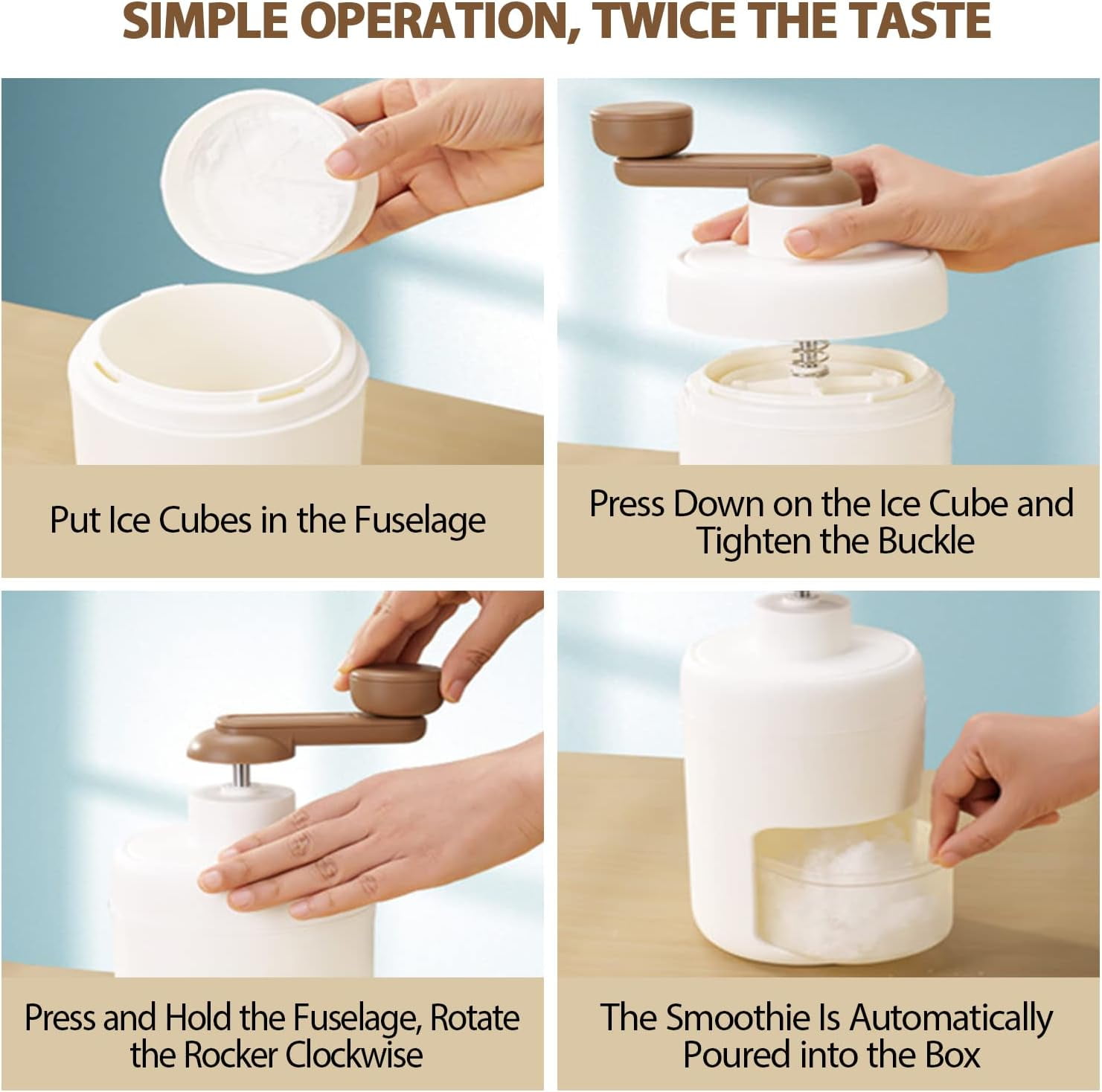 Ice Shaver Snow Cone Crusher Advanced Manual Household Kitchen Utensils and a Freezing Mold for Making Smoothies
