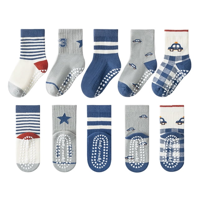 Splozh Chaussettes pour Enfants Filles 12 Pcs Chaussettes pour Enfants Confortables Douces Mode Mignon Dessin Animé Chaussettes de Sol pour Enfants Rouge, 3-5 Ans