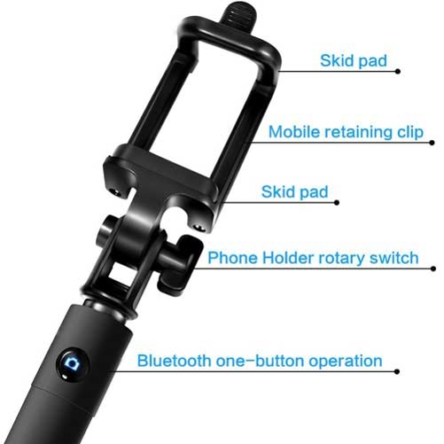 Ultra Compact Selfie Stick Monopod for  AT&T LG G5 - Sprint Motorola Moto Z3 Play - T-Mobile Motorola Moto Z2 Force - Sprint Motorola Moto Z2 Force - AT&T Motorola Moto Z2 Force - image 5 of 6
