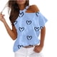 thumbnail image 2 of Pntutb Mujeres Verano Cuello Redondo Manga Corta Estampado Sin Tirantes Camiseta tops Blusas Pntutb Pntutb-7426, 2 of 5