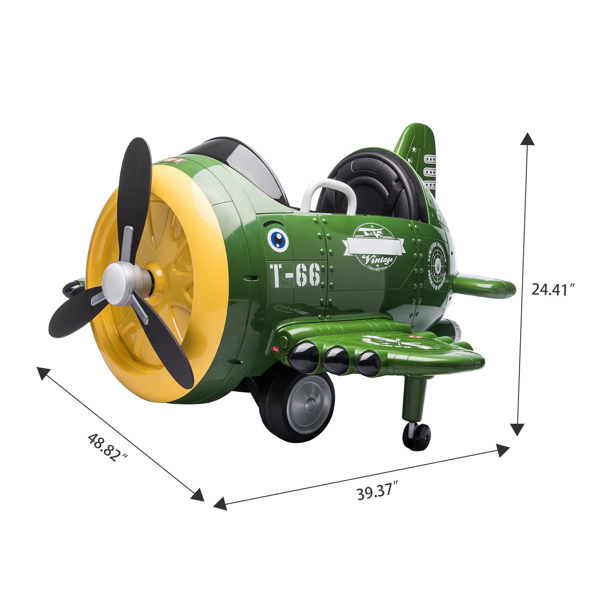 Lowestbest 12V Electric Injection Aircraft Car for Kids, Battery Powered Car with FM Radio and Remote Control-Green Lowestbest 12V Electric Injection Aircraft Car for Kids, Battery Powered Car with FM Radio and Remote Control-Green