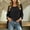 Black, variant on Long Sleeve Tops for Women Pleated Crew Neck Top Basic Tees Casual Loose Beach Flowy Tunics