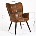 thumbnail image 6 of Homy Casa Mid-Century Desk Chair with Wingback & Armrests Home Office Meeting Room, Suede Brown, 6 of 6