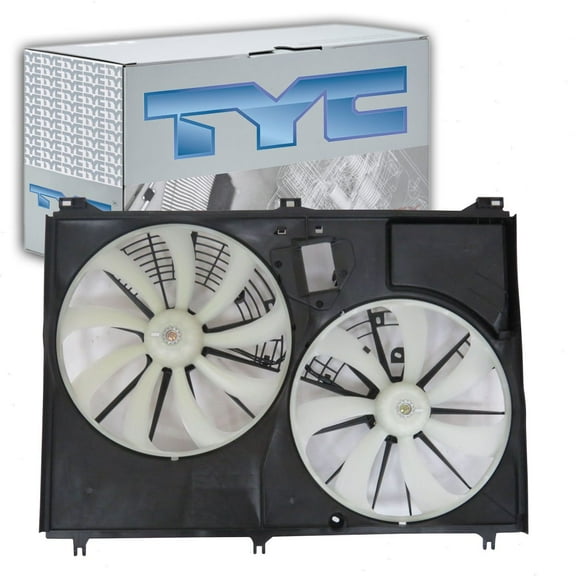 TYC Dual Radiator & Condenser Fan Assembly compatible with Toyota Highlander 2.7L 3.5L L4 V6 2014-2019