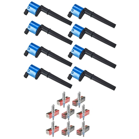 Set of 8 ISA High Performance Ignition Coils and 8 Motorcraft Spark Plugs Compatible with 1997-2003 Ford F-150, E-150, Expedition, Explorer, 1996-2011 Ranger, Escape, Mustang DG500