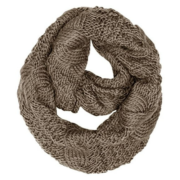 Peach Couture Cable Knit Chuny Winter Warm Infinity Loop Scarves (Taupe 87)