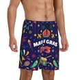 thumbnail image 2 of Easygdp Happy Mardi Gras Men's Short Pajama Pants, Sleep Shorts, Household Pants, Casual Pants with Pockets - Small, 2 of 9