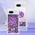 thumbnail image 3 of Glitter Clear Sparkly Bling Google Pixel 7A Case, Flowing Liquid Quicksand Cover with Diamond Ring Holder Case for Google Pixel 7A  Purple, 3 of 14