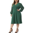 thumbnail image 4 of Agnes Orinda Women's Plus Size Dress Long Sleeve Swiss Dots V Neck Wrap Formal Dresses 1X Green, 4 of 6