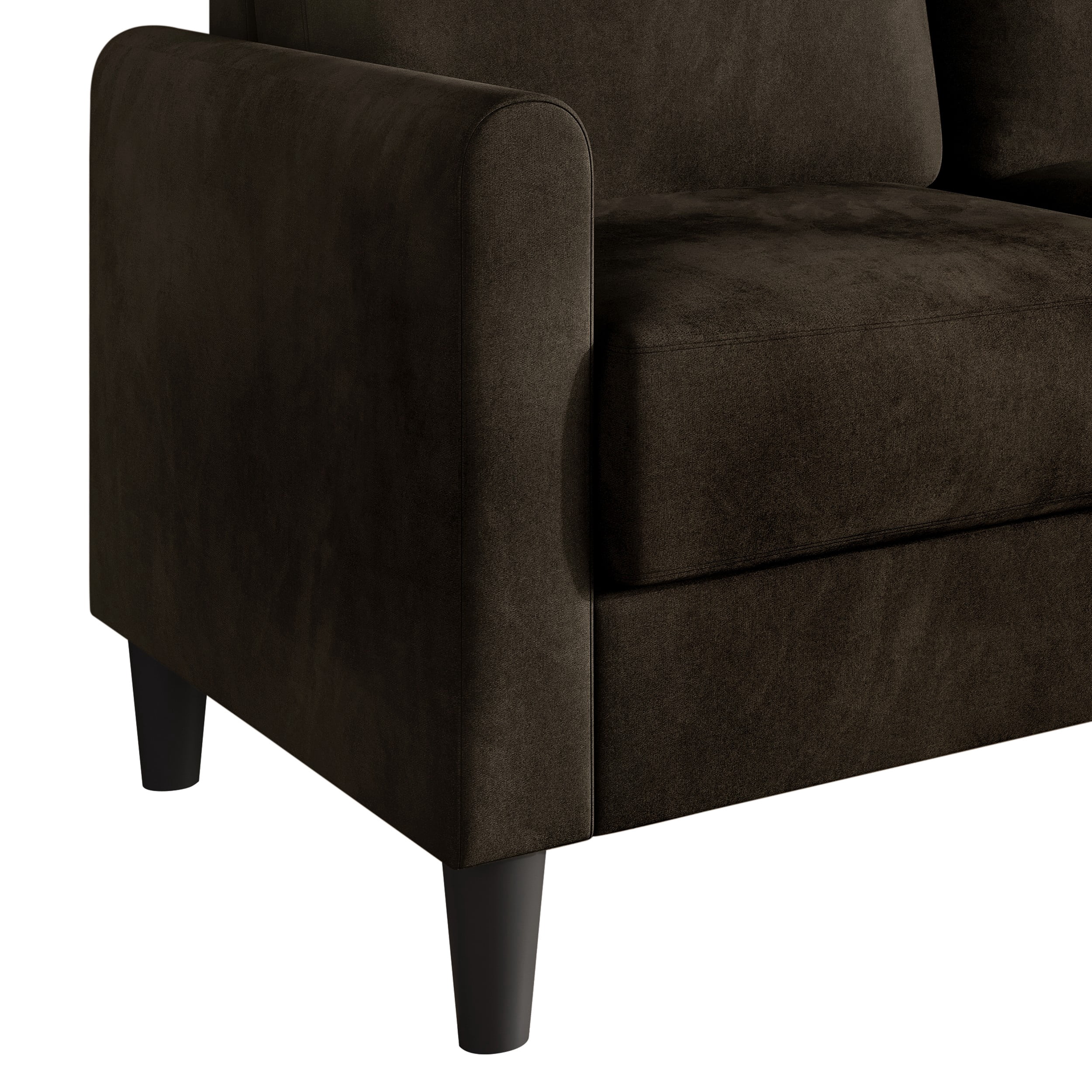 Home Design Goliad Velvet Arm Loveseat with Pocket Spring, Soft Cushions, Clean Lines Design, Brown