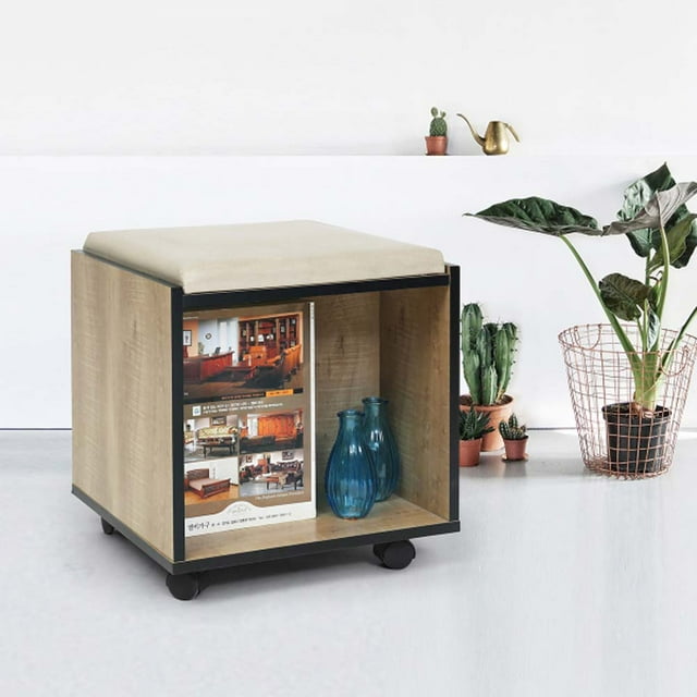 Topcobe Pouf de Rangement Pliable Pouf, Table Basse Cube Carrée Polyvalente pour Salon de Chambre à Coucher, Pouf Pouf Boîte de Rangement Tabourets de Siège de Salon avec Roues