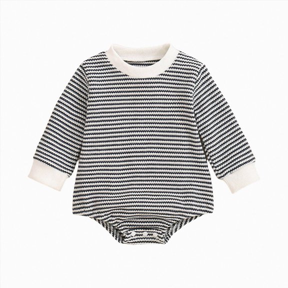 TOWED22 Unisex Baby Boy Girl Romper Waffle Onesie Clothes Long Sleeve Bubble Oversized Romper Bodysuit Top,Dark Blue,0-3 M