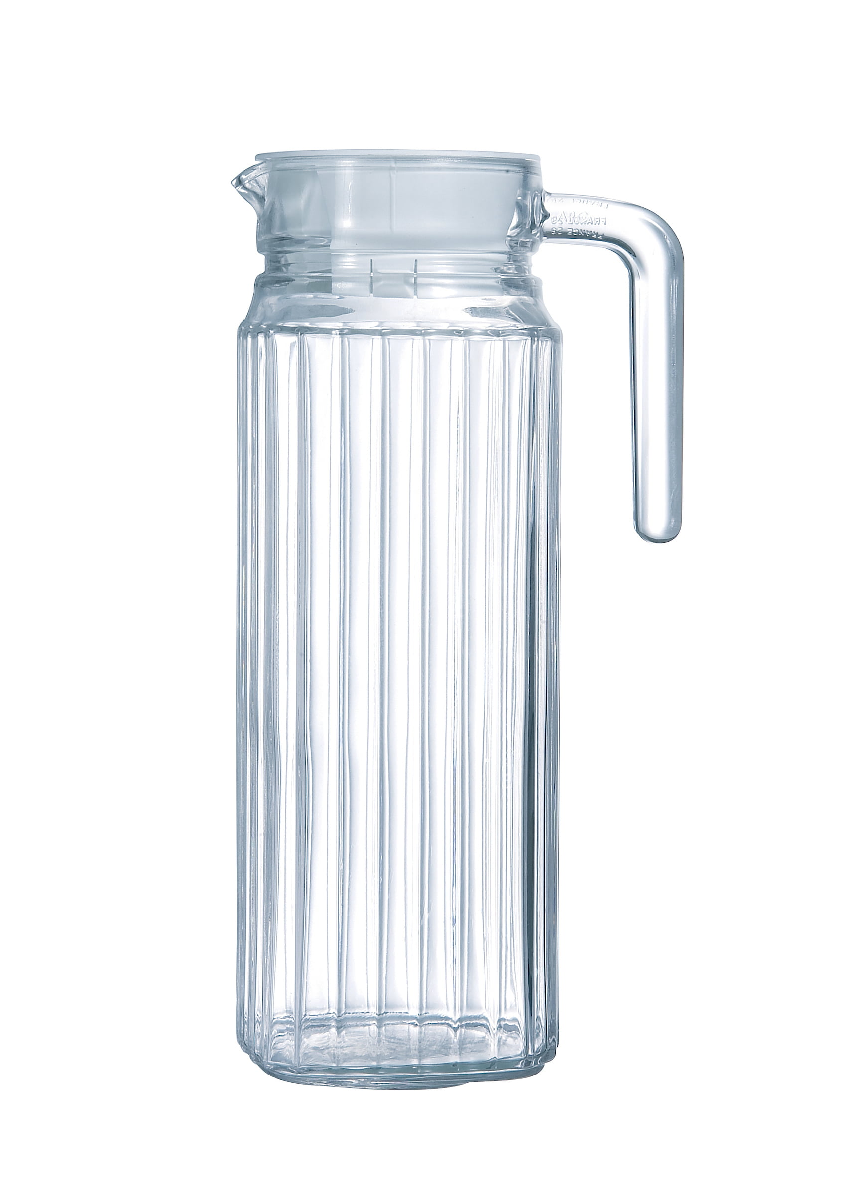 Luminarc 57.5 oz. Clear Quadro Pitcher with White Lid & Infuser Tube 