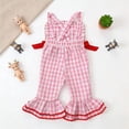 thumbnail image 4 of Rhuody Combinaison une-Pièce pour Fille Bébé Sans Manches Football Brodée Barboteuse à Carreaux Volants Col Rond Combinaison Tendance Vêtements Rouge 2-3 Ans, 4 of 7