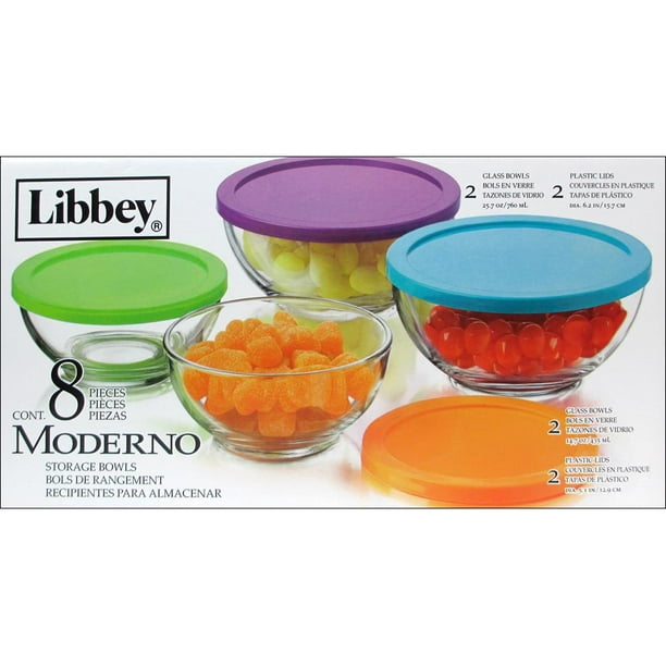 Crisa By Libbey Glass Moderno Bowl Set With Lids Walmart Com Walmart Com