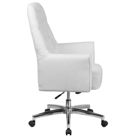 Flash Furniture - Hansel Traditional Mid-Back Traditional Tufted LeatherSoft Executive Swivel Office Chair - White