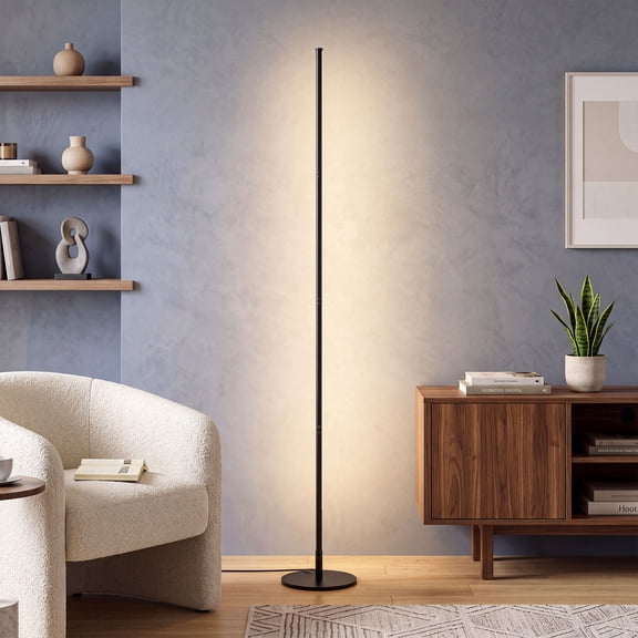 EDISHINE 59in LED Floor Lamps for Living Room, Dimmable, Standing Tall Floor Lamp for Bedroom, Office, 3000K, Black