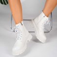 thumbnail image 7 of WAVSUF Women's Platform Moto Boots Closed Toe Wide Width Arch Support Fall Daily Office Boots White 6.5, 7 of 7