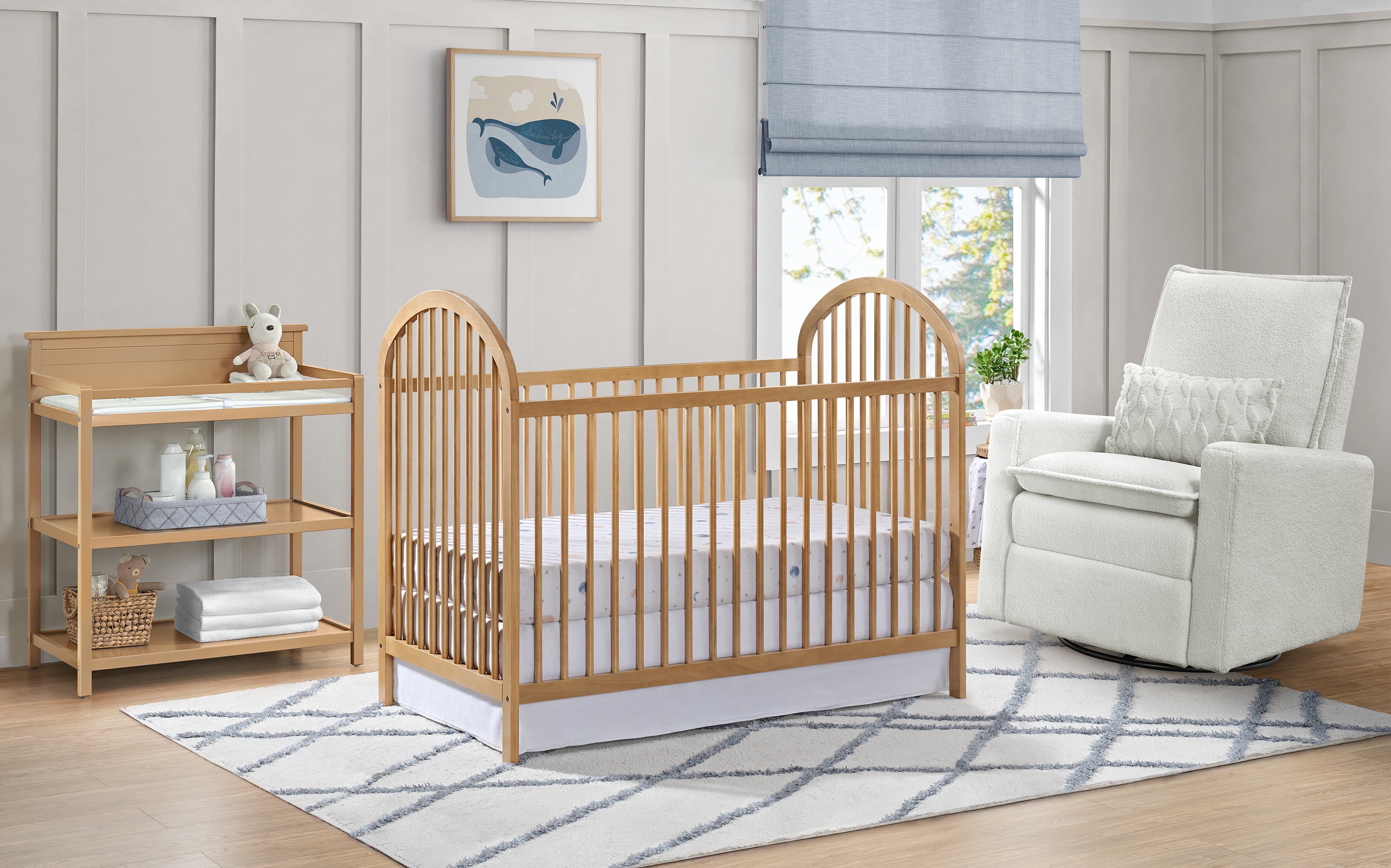 Oxford Baby Everest Convertible Island Crib Honey Wood