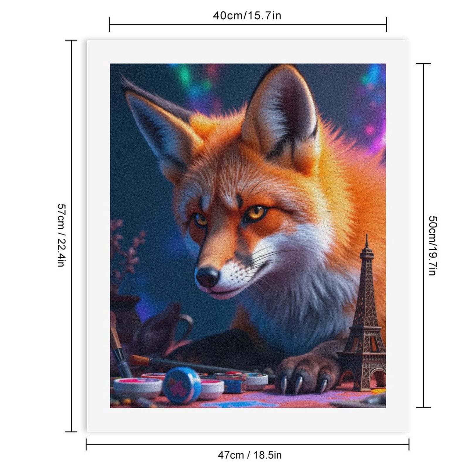 Paint By Numbers Kit for Adults Beginner - Fox Creative Art Supplies Eiffel DIY Canvas Painting Kits for Adults, Frameless Paint By Number for Adults for Home Wall Decor 16x20 Inch
