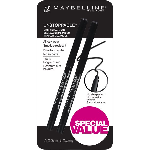 Maybelline Unstoppable Mechanical Eyeliner, Onyx, 2 Pack, ONLY AT