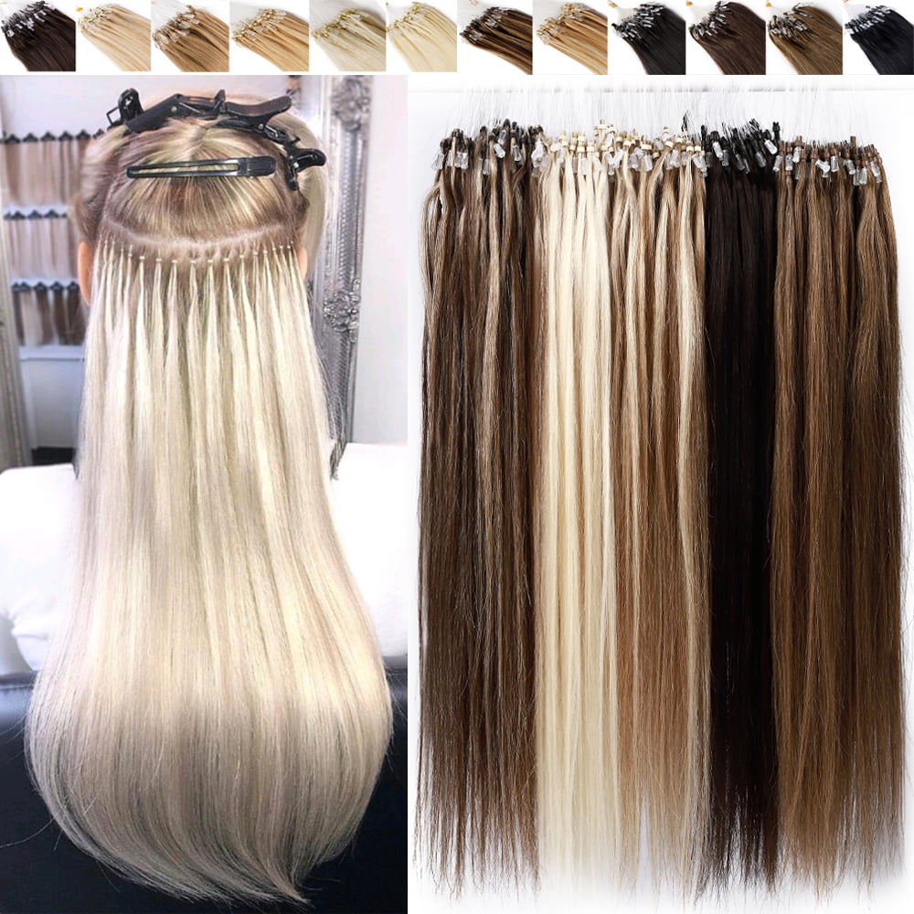 Benehair Micro Loop Human Hair Extensions Micro Ring Beads 100% Remy Hair  Extension Micro Link Hair 1g/Strand 100g Soft Highlight Blonde 