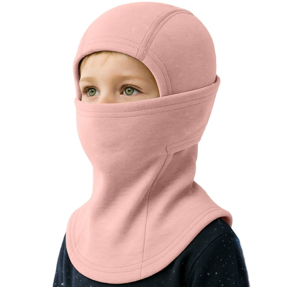 YOUYEDIAN 3 in 1 Beanie Hat with Scarf and Mask Unisex Kid Winter Warm Fleece Balaclava Thermal Sherpa Hood Ski Mask Face Mask (Pink, One Size)