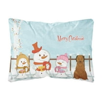 Carolines Treasures BB2413PW1216 Merry Christmas Carolers Briard Brown Canvas Fabric Decorative Pillow, 12H x16W,