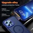 thumbnail image 5 of for iPhone 13 Pro Max Case Magnetic Compatible with MagSafe Slim Translucent Matte Phone Case Cover 6.7 inch, Navy Blue, 5 of 14