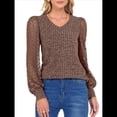 thumbnail image 1 of Blusas de Encaje de Larga para Mujer, Suéteres de Cuello en V A para Otoño 2025, Atuendos Elegantes e Informales de Invierno Marrón Oscuro L, 1 of 8