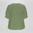 thumbnail image 4 of cocolona Summer Puff Sleeve Tops for Women Crew Neck Button Pleated Shirts Dressy Casual Loose Blouses, 4 of 6