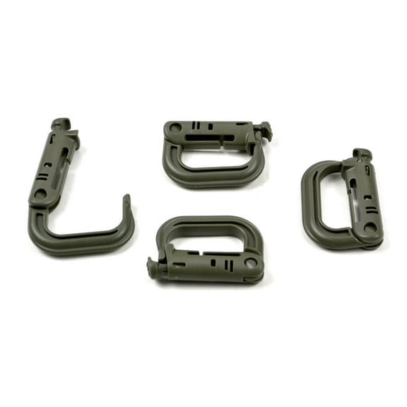 Sniper Grimloc Locking D-Ring for Attaching to Molle Cross Draw Vest Systems and Equipment 4-Pk (Green)