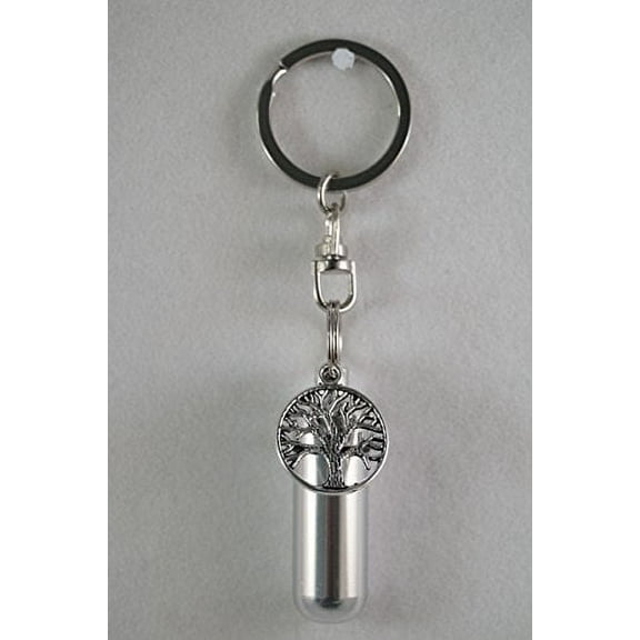 TREE OF LIFE Anointing Oil or Holy Water Holder on Stainless Steel Key Chain, Includes Velvet Pouch and Pipette