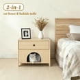 thumbnail image 5 of Modern Nightstand with Cat Bed,Drawer,End Table, Metal handle, Living Room Bedroom,Natural, 5 of 14