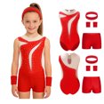 thumbnail image 6 of Haitryli Kids Workout Clothing Sets Tumbling Gymnastic Outfits Tank Ballet Unitard Clothes with Shorts A Red 16, 6 of 7