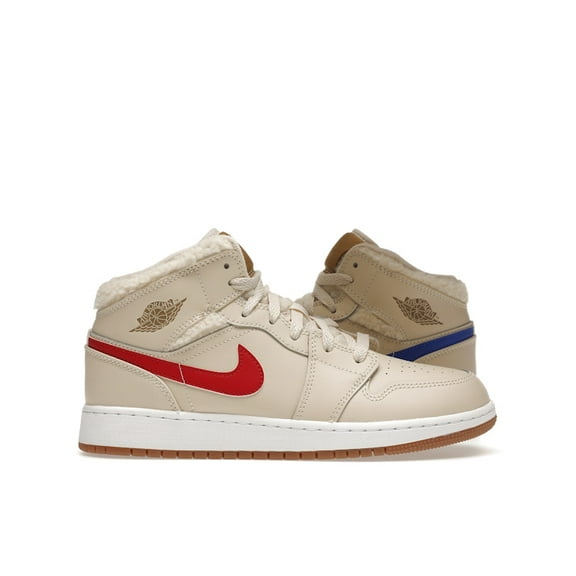 Jordan Kid's 1 Mid Utility Fleece Pearl White Shoes, from StockX